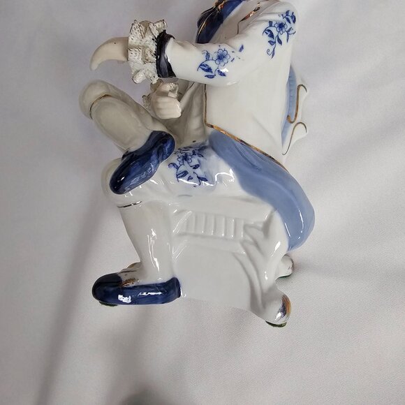 Vintage Porcelain Home Decor Tea Time Table Victorian Couple Figurine Set - Picture 10 of 15